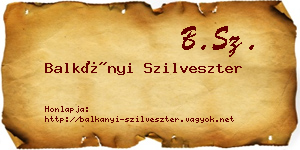 Balkányi Szilveszter névjegykártya