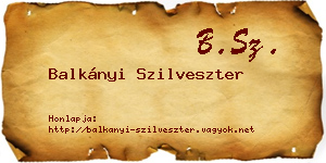 Balkányi Szilveszter névjegykártya
